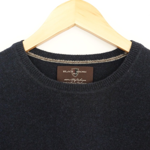 Black Brown 1826 100% cashmere men sweater dark blue Italy size M - Picture 2 of 6